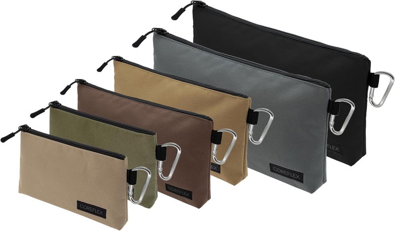 COREFLEX Premium Tool Pouch Zipper Bag, Small Tool Bag, Multipurpose Storage pouch, Heavy duty Flat Bottom Tool bag with YKK Zipper (6 pack Combo mixed size) - Image 1